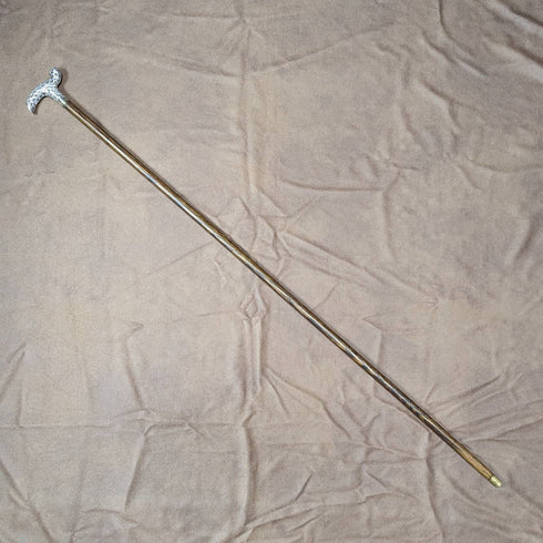 1902 British Antique Ladies Cane Cane Sterling Silver Derby Handle 82cm